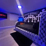 Modern Chrome Heart Haven - Fireplace Bed