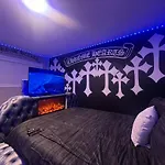 Modern Chrome Heart Haven - Fireplace Bed
